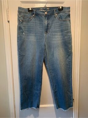 7 For All Mankind Madison Straight Leg Jeans Medium Blue Wash High Rise Size 14